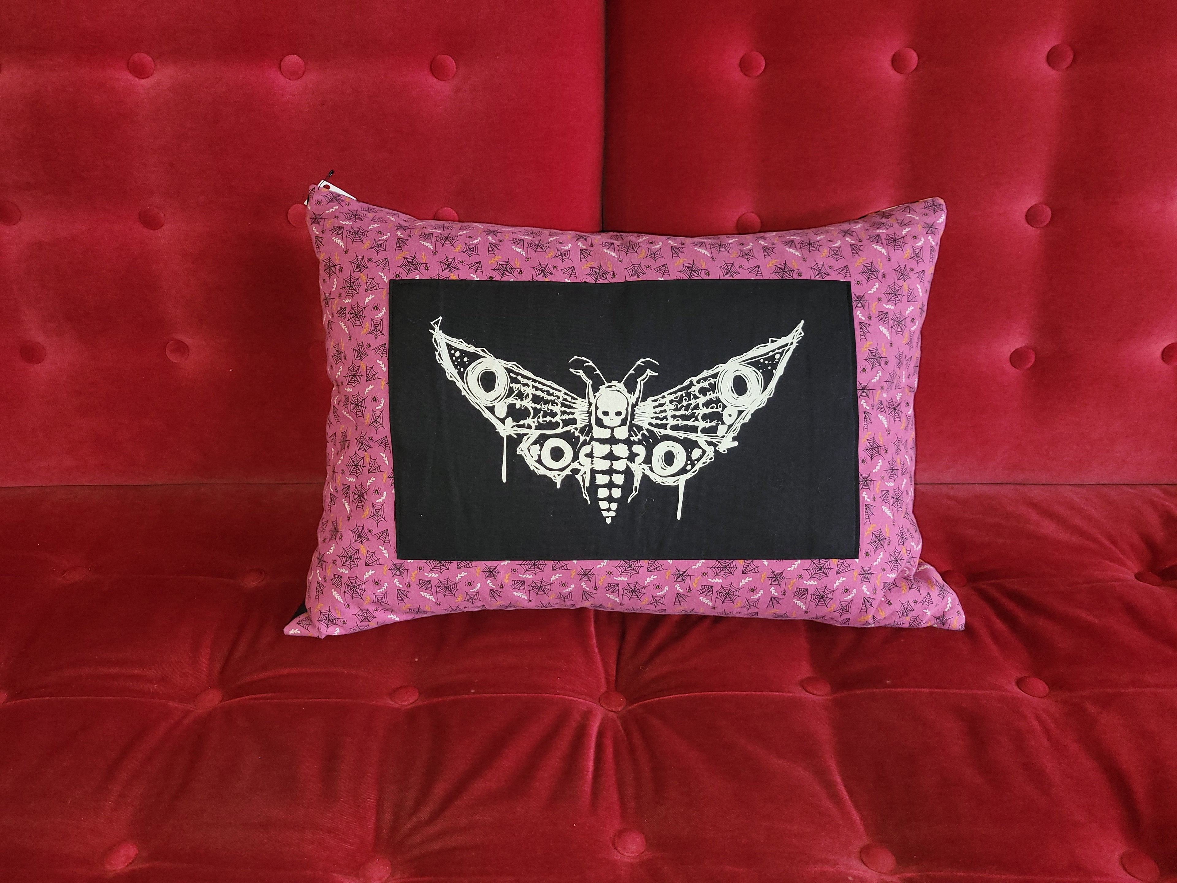 Moth print pillow